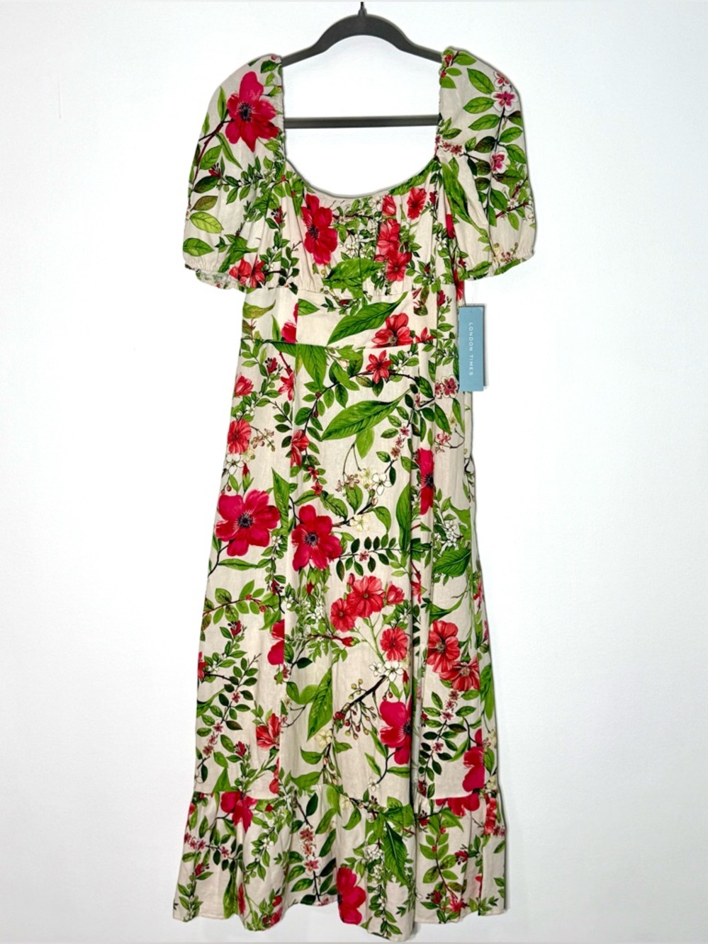 London Times Floral Pink Flambé Dress - Picture 3 of 4